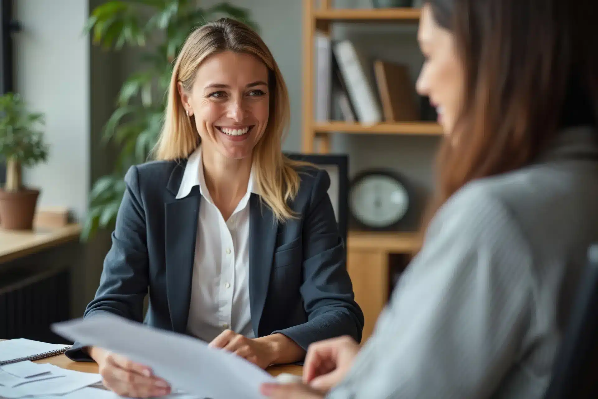 Manager uomo e manager donna che si confrontano su fondi di private equity